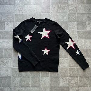 Rockstar Banana Republic Italian Merino wool knit sweater star black mens small